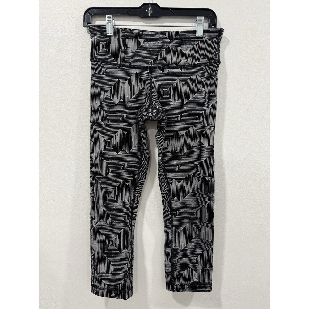 Lululemon Wunder Under Crop III Women’s Size 6 Legging Maze Jacquard White Black